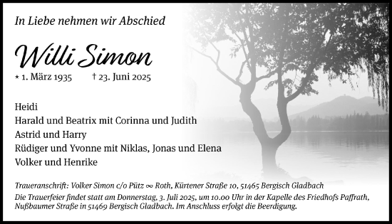Anzeige von Wille Simon von  Bergisches Handelsblatt 