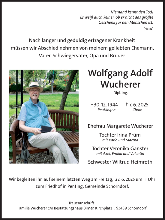 Anzeige von Wolfgang  Wucherer von Kölner Stadt-Anzeiger / Kölnische Rundschau / Express