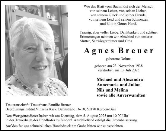 Anzeige von Agnes Breuer von  Werbepost 
