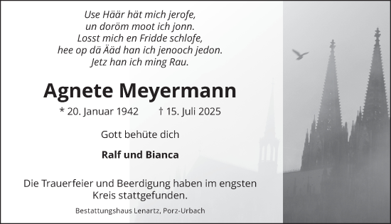Anzeige von Agnete Meyermann von  EXPRESS - Die Woche 