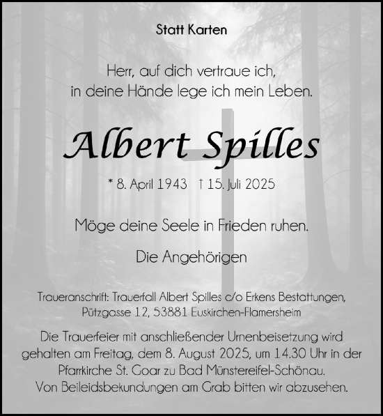 Anzeige von Albert Spilles von  Blickpunkt Euskirchen 
