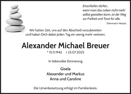Anzeige von Alexander Michael Breuer von  Schlossbote/Werbekurier 