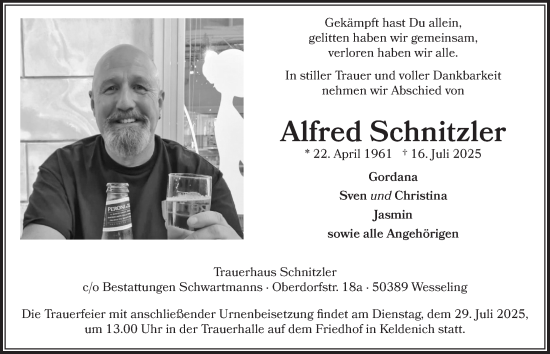 Anzeige von Alfred Schnitzler von  Schlossbote/Werbekurier 