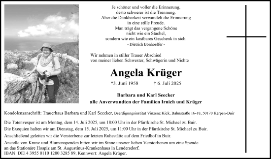 Anzeige von Angela Krüger von  Werbepost 