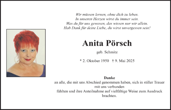 Anzeige von Anita Pörsch von  Werbepost 