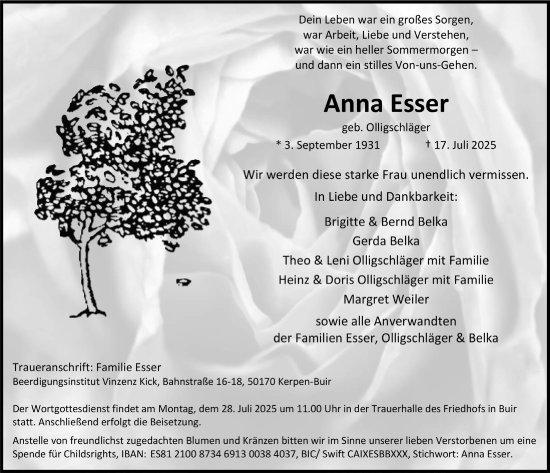 Anzeige von Anna Esser von  Werbepost 