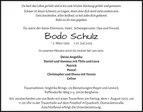 Anzeige von Bodo Schulz von  Werbepost 