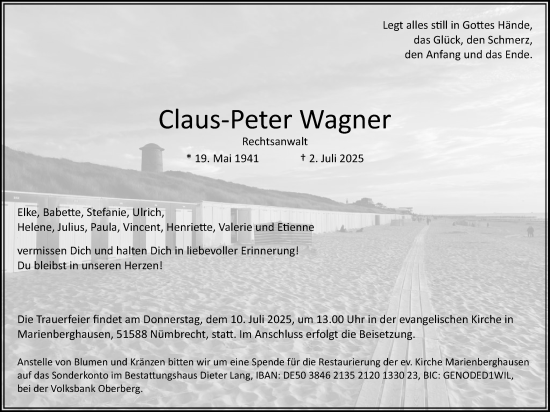 Anzeige von Claus-Peter Wagner von Kölner Stadt-Anzeiger / Kölnische Rundschau / Express