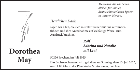 Anzeige von Dorothea May von  Wochenende 