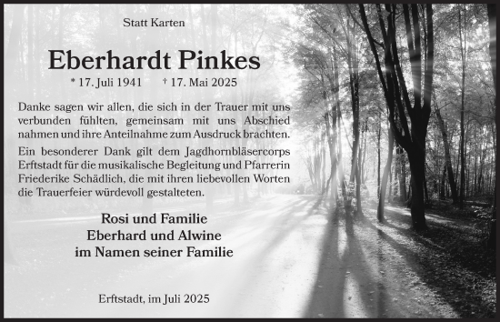 Anzeige von Eberhardt Pinkes von  Werbepost 