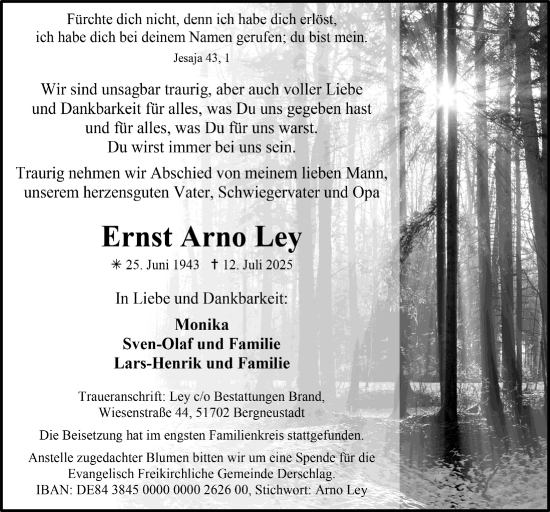 Anzeige von Ernst Arno Ley von  Anzeigen Echo 