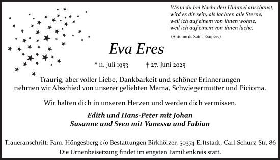 Anzeige von Eva Eres von  Werbepost 