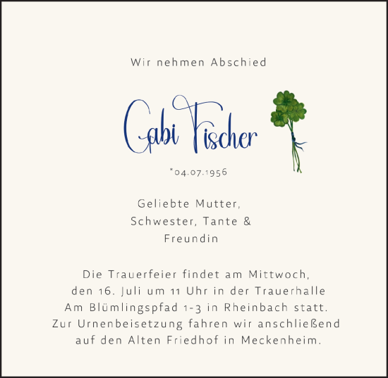 Anzeige von Gabi Fischer von  Schaufenster/Blickpunkt 