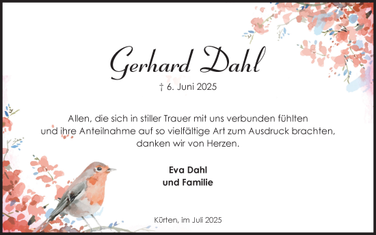 Anzeige von Gerhard Dahl von Kölner Stadt-Anzeiger / Kölnische Rundschau / Express