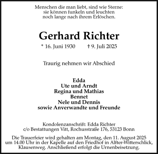 Anzeige von Gerhard Richter von  Werbepost 
