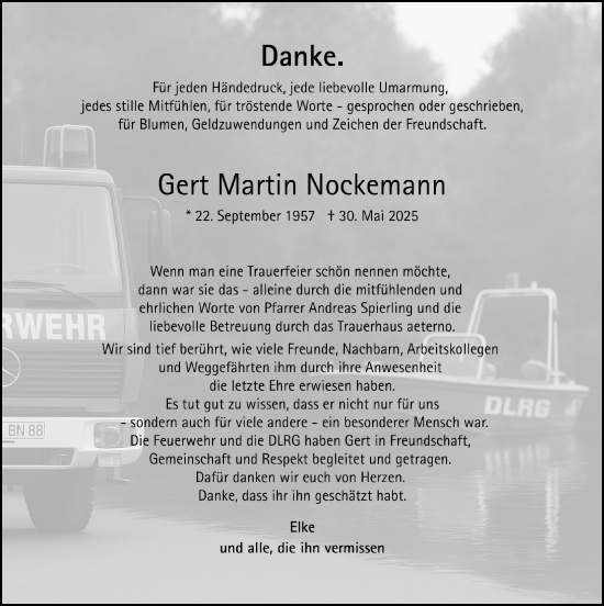 Anzeige von Gert Martin Nockemann von  Anzeigen Echo 
