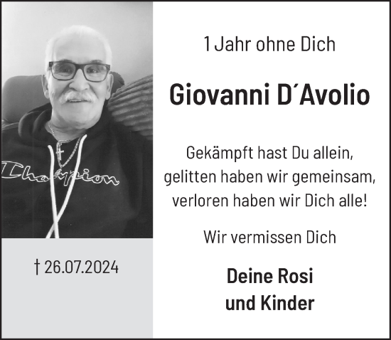 Anzeige von Giovanni DAvolio von  Wochenende 