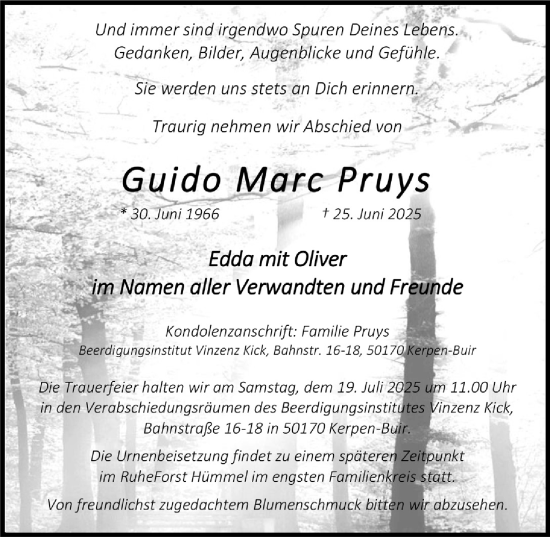 Anzeige von Guido Marc Pruys von  Werbepost 