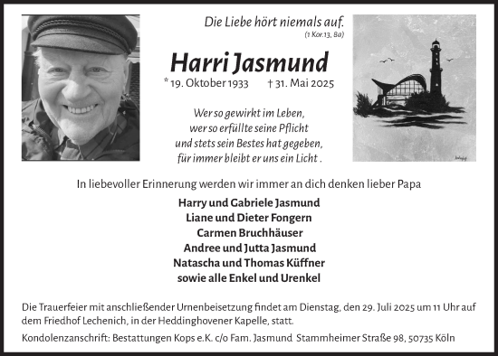 Anzeige von Harri Jasmund von  Werbepost 