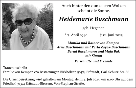 Anzeige von Heidemarie Buschmann von  Werbepost 