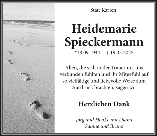 Anzeige von Heidemarie Spieckermann von  Blickpunkt Euskirchen 