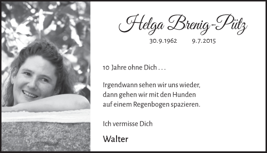 Anzeige von Helga Brenig-Pütz von  Blickpunkt Euskirchen 