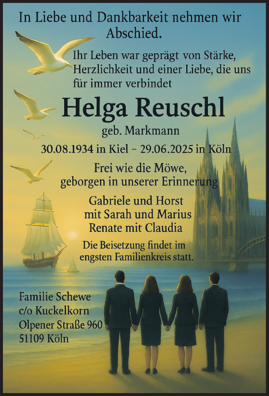 Anzeige von Helga Reuschl von Kölner Stadt-Anzeiger / Kölnische Rundschau / Express