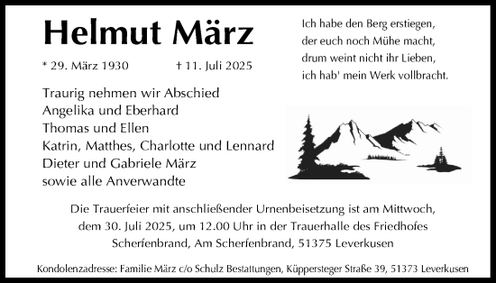 Anzeige von Helmut März von Kölner Stadt-Anzeiger / Kölnische Rundschau / Express