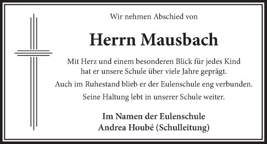 Anzeige von Herrn Mausbach von  Werbepost 