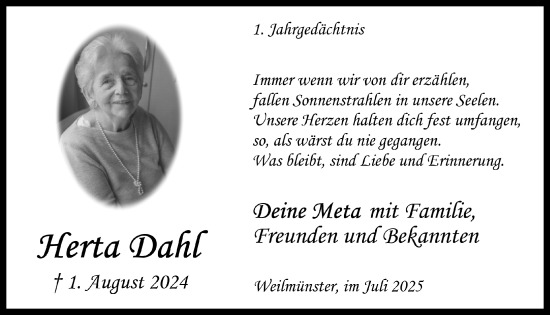 Anzeige von Herta Dahlke von  Wochenende 