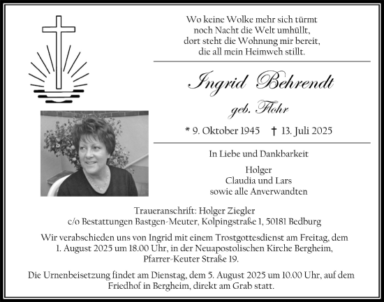 Anzeige von Ingrid Behrendt von  Werbepost 