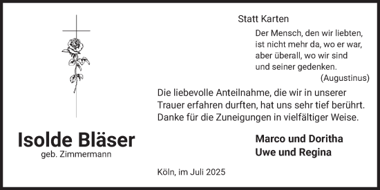 Anzeige von Isolde Bläser von  EXPRESS - Die Woche 