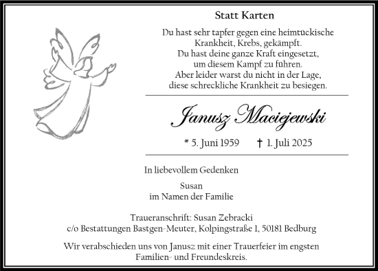 Anzeige von Janusz Zebracki von  Werbepost 