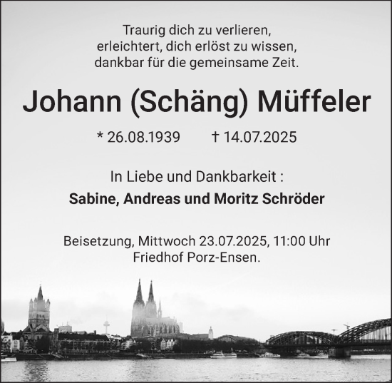 Anzeige von Johann Müffeler von  EXPRESS - Die Woche 