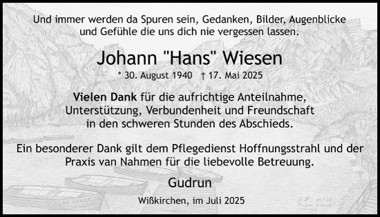 Anzeige von Johann  Wiesen von  Blickpunkt Euskirchen 