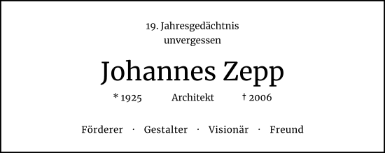 Anzeige von Johannes Zepp von Kölner Stadt-Anzeiger / Kölnische Rundschau / Express