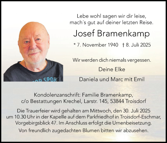 Anzeige von Josef Bramenkamp von Kölner Stadt-Anzeiger / Kölnische Rundschau / Express