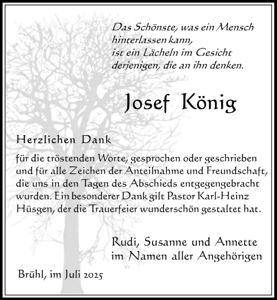 Anzeige von Josef König von  Schlossbote/Werbekurier 