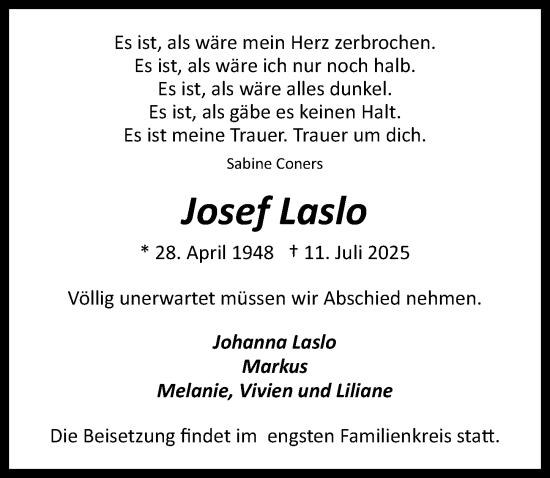 Anzeige von Josef Laslo von  EXPRESS - Die Woche 