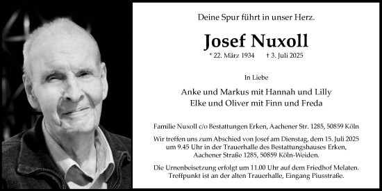 Anzeige von Josef Nuxoll von Kölner Stadt-Anzeiger / Kölnische Rundschau / Express