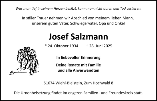 Anzeige von Josef Salzmann von  Anzeigen Echo 