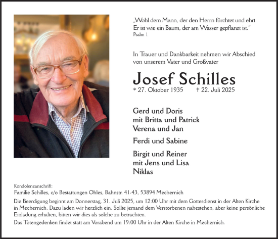 Anzeige von Josef Schilles von  Blickpunkt Euskirchen 