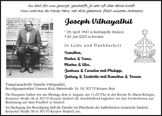 Anzeige von Joseph Vithayathil von  Werbepost 