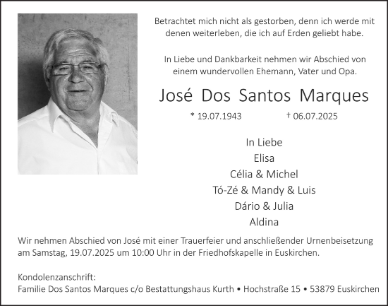 Anzeige von José Dos Santos Marques von  Blickpunkt Euskirchen 
