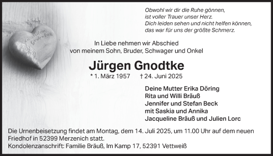 Anzeige von Jürgen Gnodtke von  Blickpunkt Euskirchen 