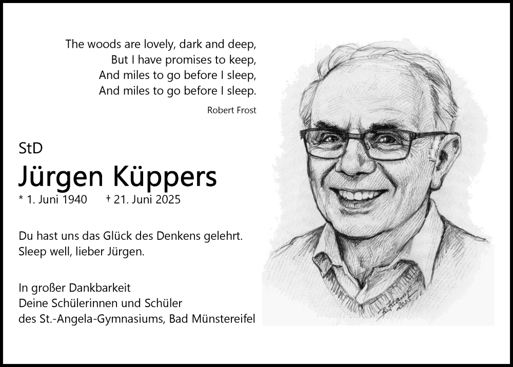  Traueranzeige für Jürgen Küppers vom 12.07.2025 aus  Blickpunkt Euskirchen 