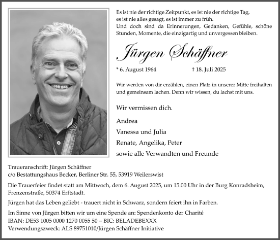 Anzeige von Jürgen Schäffner von  Blickpunkt Euskirchen 