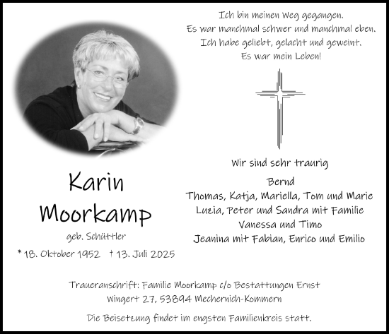 Anzeige von Karin Moorkamp von  Blickpunkt Euskirchen 