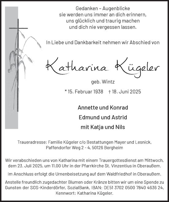 Anzeige von Katharina Kügeler von  Werbepost 
