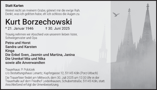 Anzeige von Kurt Borzechowski von  EXPRESS - Die Woche 